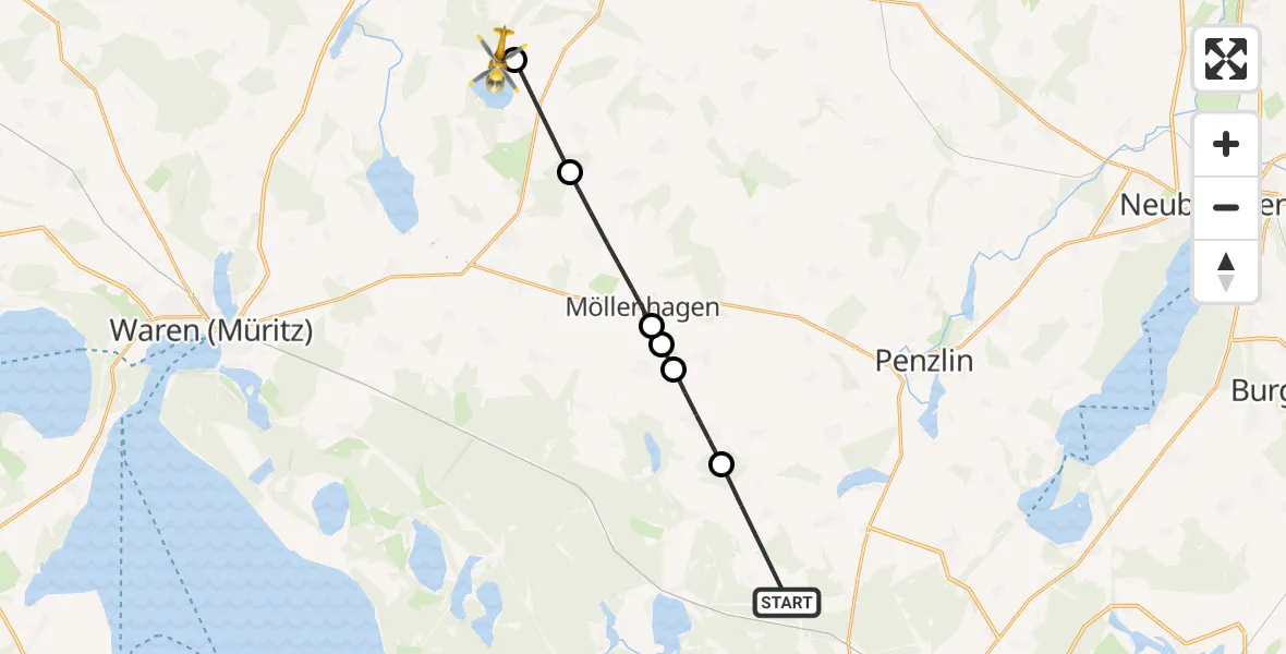 Flugroute Rettungshubschrauber Klein Vielen - Kittendorf, 07 Mai 2026, 11:14
