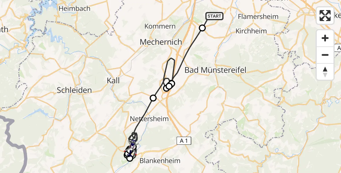 Flugroute Polizeihubschrauber Euskirchen - Blankenheim, 07 Mai 2026, 11:44