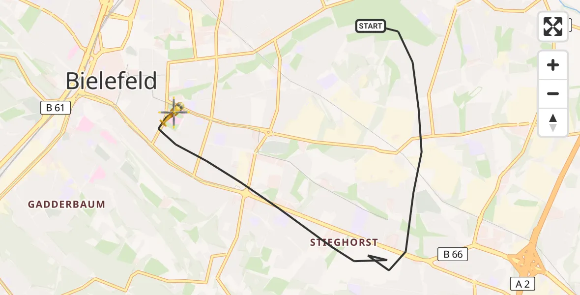 Flugroute Rettungshubschrauber Bielefeld - Bielefeld, 07 Mai 2026, 11:52