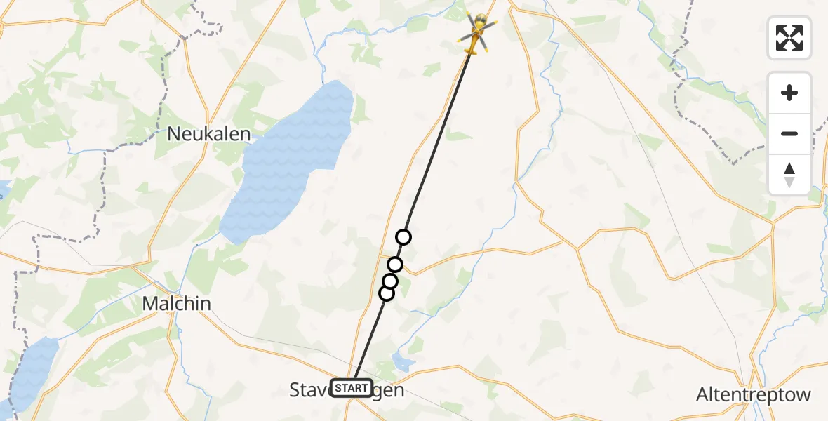 Flugroute Rettungshubschrauber Stavenhagen - Demmin, 07 Mai 2026, 11:57