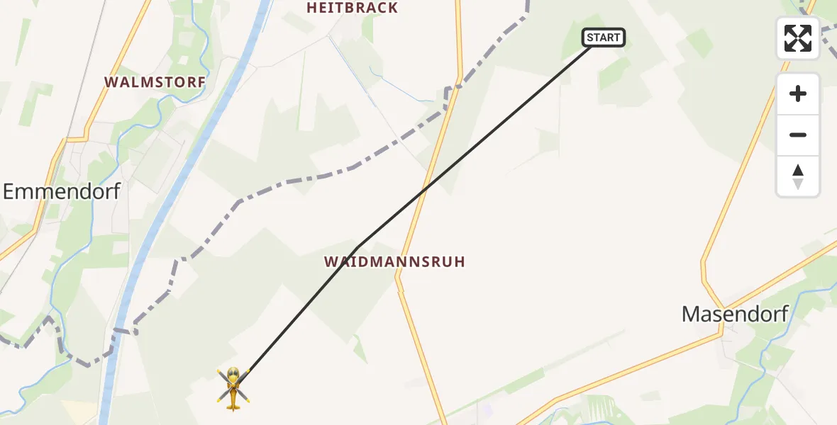 Flugroute Rettungshubschrauber Uelzen - Uelzen, 07 Mai 2026, 12:08