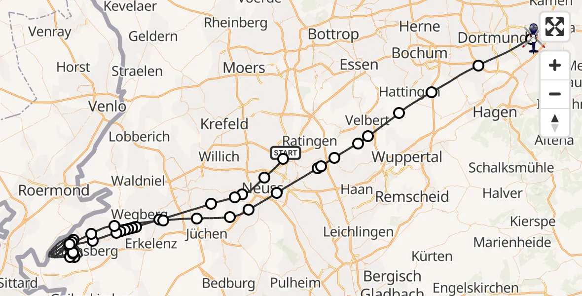 Flugroute Polizeihubschrauber Düsseldorf Flughafen - Dortmund Flughafen, 07 Mai 2026, 12:11