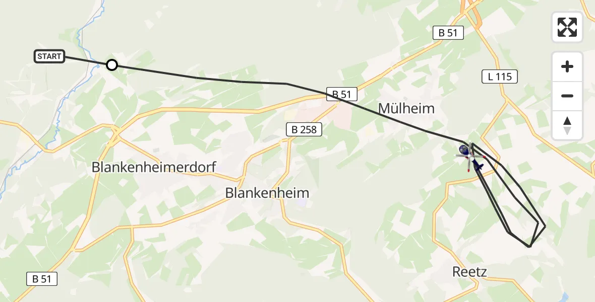 Flugroute Polizeihubschrauber Nettersheim - Blankenheim, 07 Mai 2026, 12:20