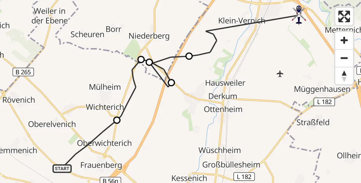 Flugroute Polizeihubschrauber Euskirchen - Weilerswist, 07 Mai 2026, 12:23