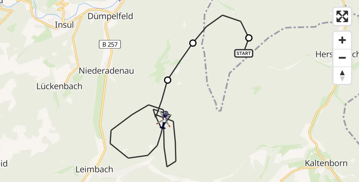 Flugroute Polizeihubschrauber Kaltenborn - Leimbach, 07 Mai 2026, 12:33