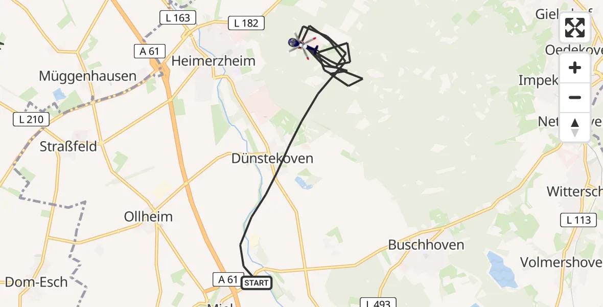 Flugroute Polizeihubschrauber Swisttal - Swisttal, 07 Mai 2026, 13:08