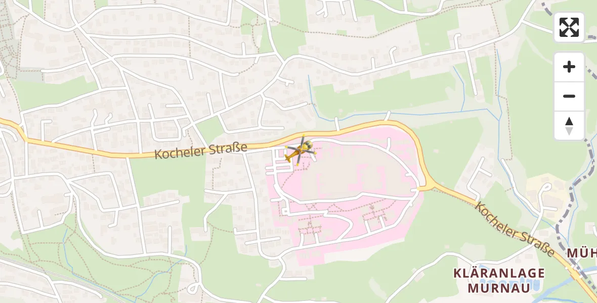 Flugroute Rettungshubschrauber Murnau Accident Hospital - Murnau Accident Hospital, 07 Mai 2026, 13:09