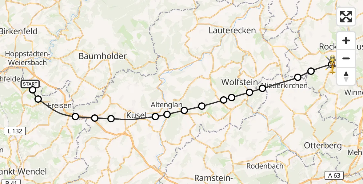 Flugroute Rettungshubschrauber Gimbweiler - Imsweiler UL, 07 Mai 2026, 14:14