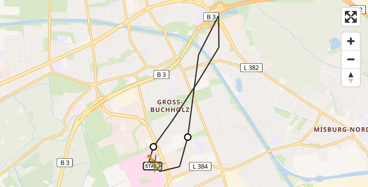 Flugroute Rettungshubschrauber Hannover Luftrettung Hubschrauberlandeplatz (Christoph 4) - Hannover Luftrettung Hubschrauberlandeplatz (Christoph 4), 07 Mai 2026, 14:17
