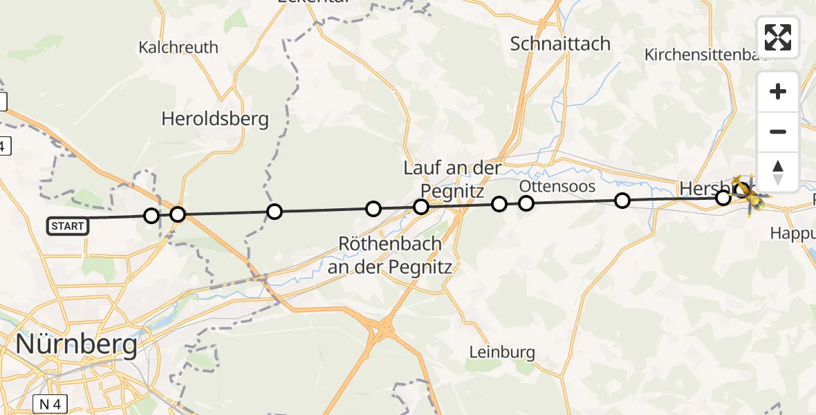 Flugroute Rettungshubschrauber Flughafen Nuremberg - Hersbruck Flugplatz, 07 Mai 2026, 14:43