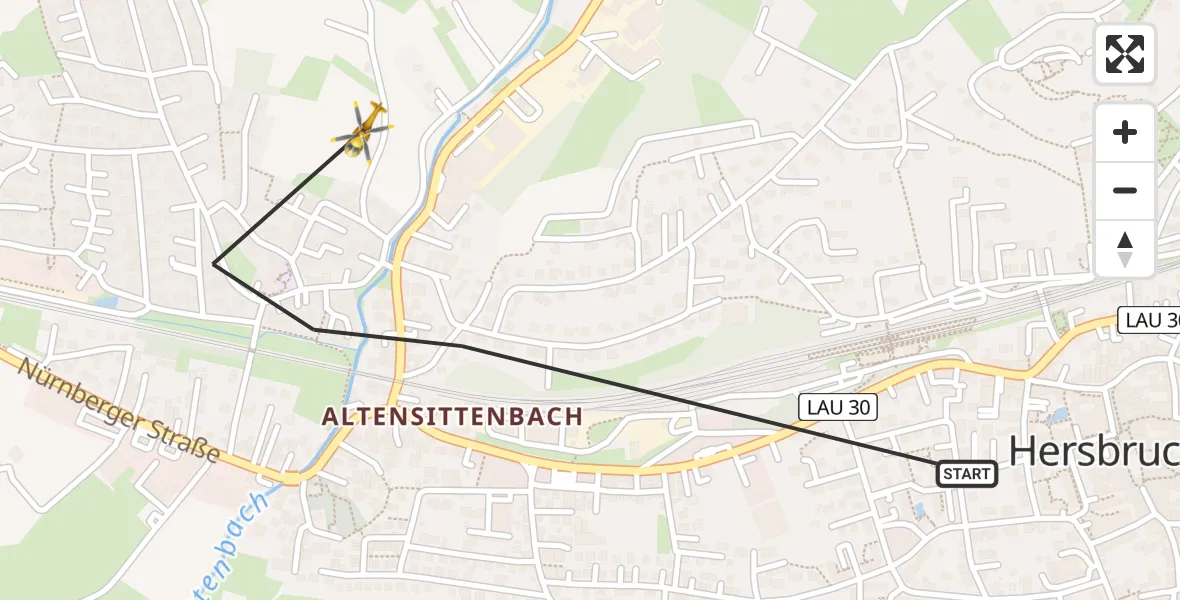 Flugroute Rettungshubschrauber Hersbruck - Hersbruck, 07 Mai 2026, 15:01