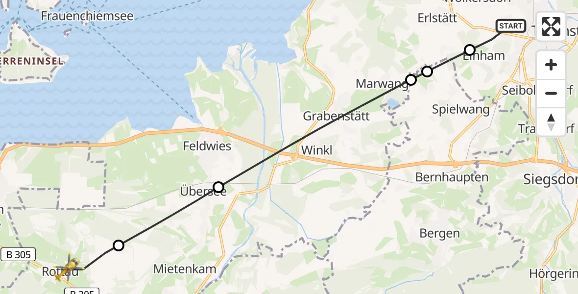 Flugroute Rettungshubschrauber Traunstein - Grassau, 07 Mai 2026, 15:55