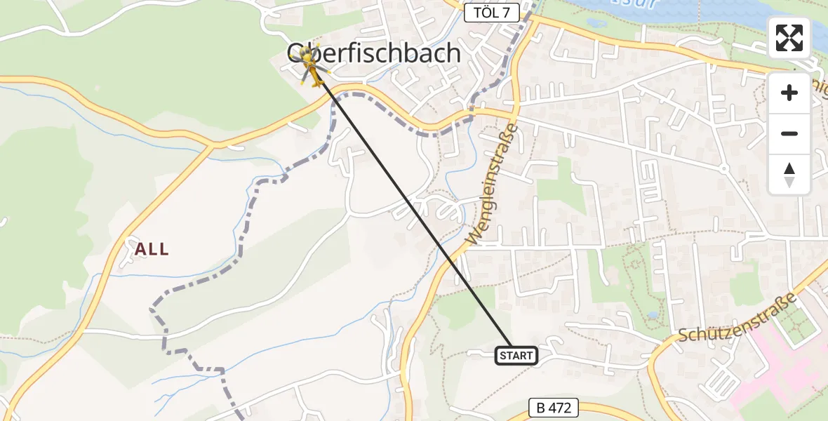 Flugroute Rettungshubschrauber Bad Tölz - Wackersberg, 07 Mai 2026, 17:09