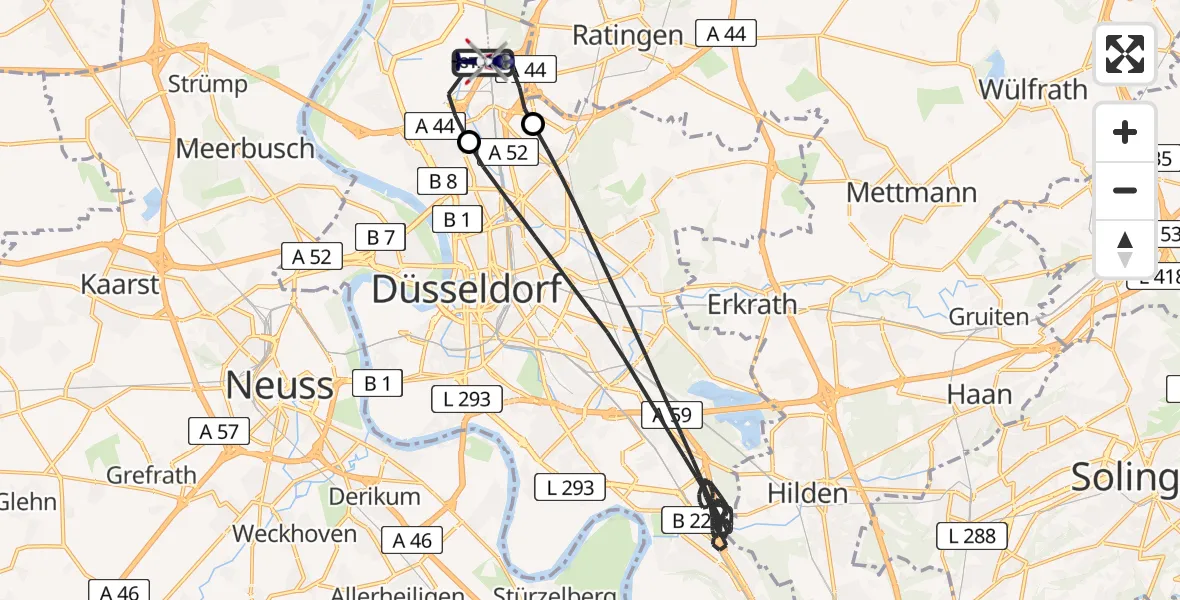 Flugroute Polizeihubschrauber Düsseldorf Flughafen - Düsseldorf Flughafen, 07 Mai 2026, 18:35