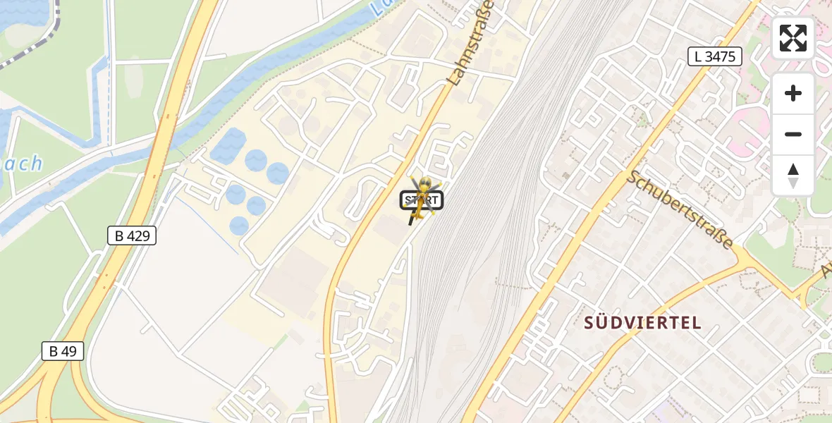Flugroute Rettungshubschrauber Gießen - Gießen, 07 Mai 2026, 18:46