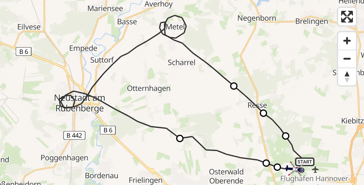Flugroute Polizeihubschrauber Flughafen Hannover - Flughafen Hannover, 07 Mai 2026, 20:38