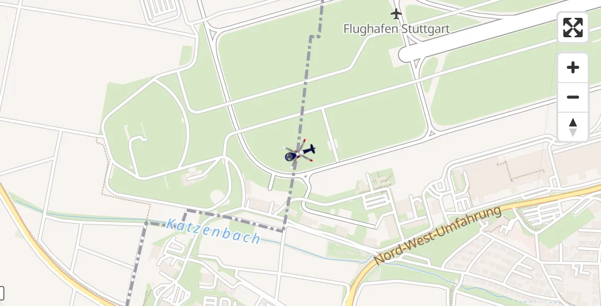 Flugroute Polizeihubschrauber Flughafen Stuttgart - Flughafen Stuttgart, 07 Mai 2026, 23:49