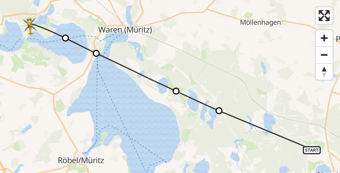 Flugroute Rettungshubschrauber Neustrelitz - Jabel, 08 Mai 2026, 05:57