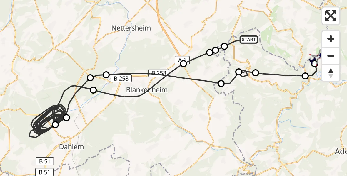 Flugroute Polizeihubschrauber Hümmel - Harscheid, 08 Mai 2026, 08:04