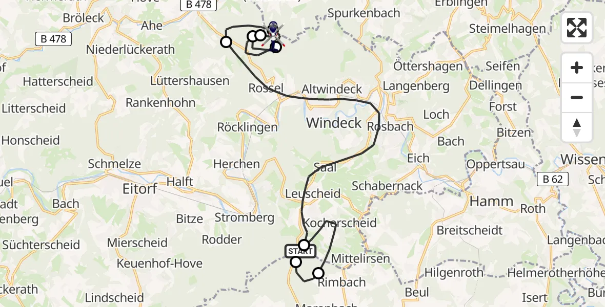 Flugroute Polizeihubschrauber Windeck - Windeck, 08 Mai 2026, 08:07
