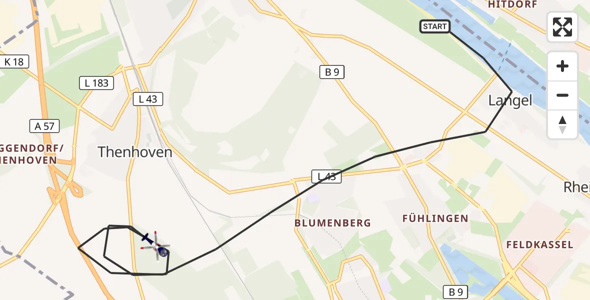Flugroute Polizeihubschrauber Köln - Köln, 08 Mai 2026, 08:15