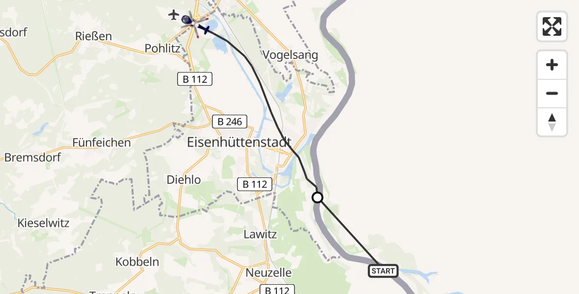 Flugroute Polizeihubschrauber Neißemünde - Siehdichum, 08 Mai 2026, 08:17