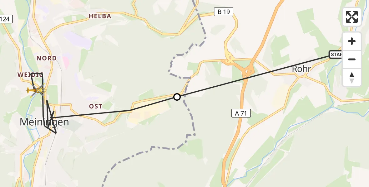 Flugroute Rettungshubschrauber Rohr - Meiningen, 08 Mai 2026, 08:40