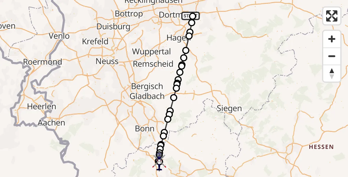 Flugroute Polizeihubschrauber Dortmund Flughafen - Bad Breisig, 08 Mai 2026, 08:43