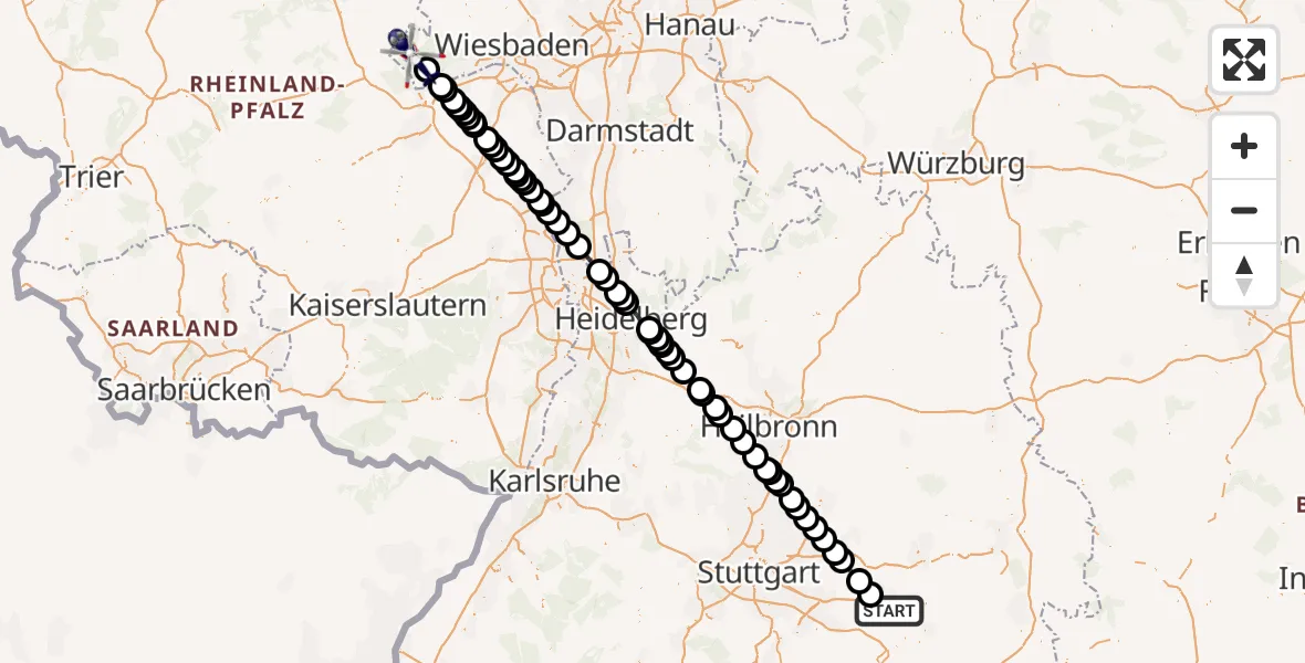 Flugroute Polizeihubschrauber Göppingen - Lorch, 08 Mai 2026, 09:35