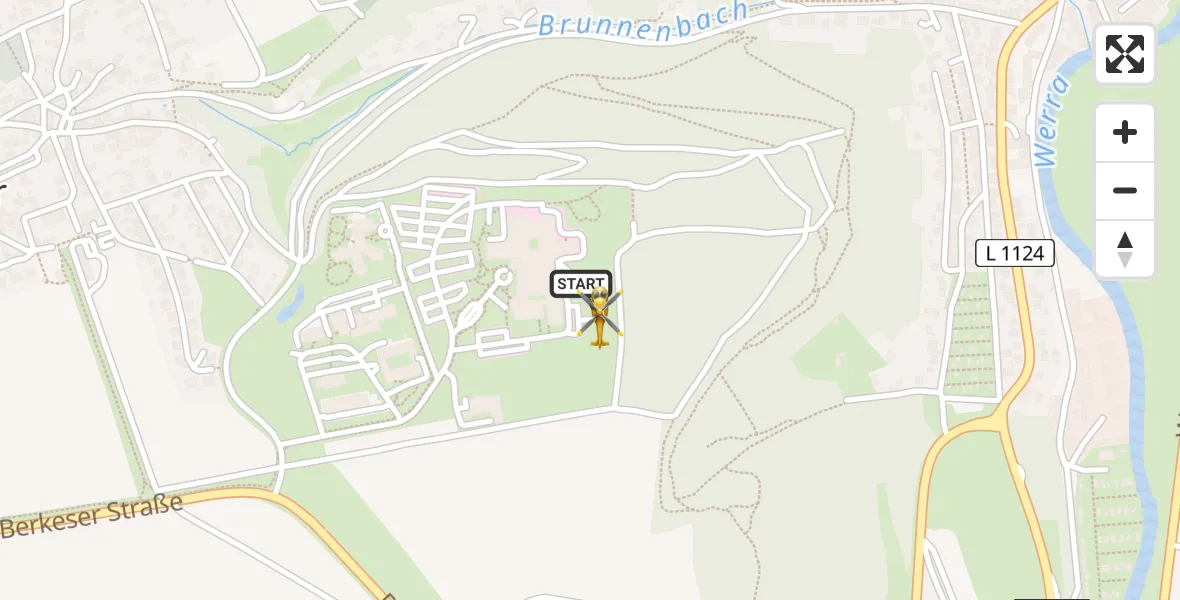 Flugroute Rettungshubschrauber Helios Clinic Meiningen - Helios Clinic Meiningen, 08 Mai 2026, 09:54