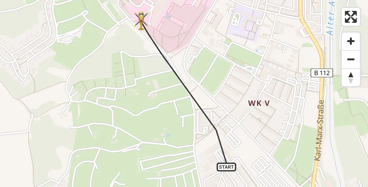 Flugroute Rettungshubschrauber Eisenhüttenstadt - Eisenhüttenstadt, 08 Mai 2026, 10:07