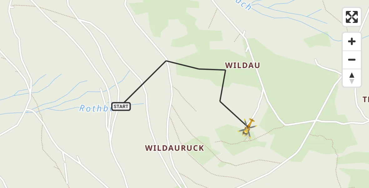 Flugroute Rettungshubschrauber Bodenmais - Bodenmais, 08 Mai 2026, 10:25
