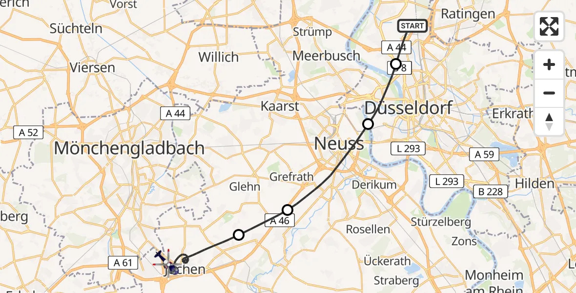 Flugroute Polizeihubschrauber Düsseldorf Flughafen - Jüchen, 08 Mai 2026, 10:28