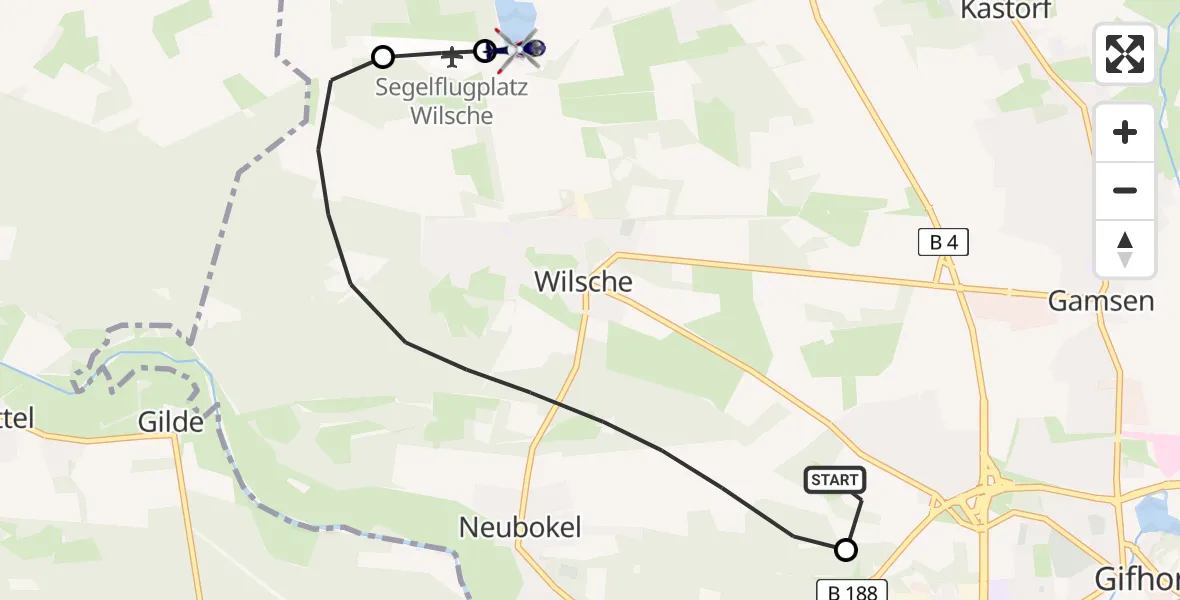 Flugroute Polizeihubschrauber Gifhorn Bundespolizei Hubschrauberlandeplatz - Gifhorn, 08 Mai 2026, 11:23