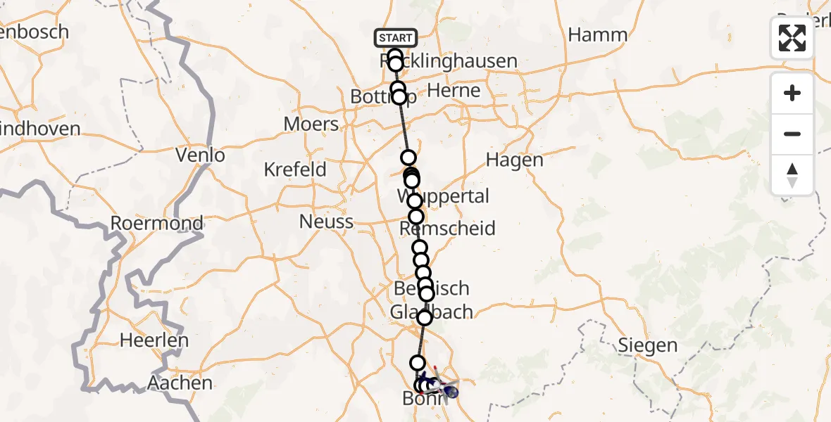 Flugroute Polizeihubschrauber Dorsten - Sankt Augustin, 08 Mai 2026, 11:29