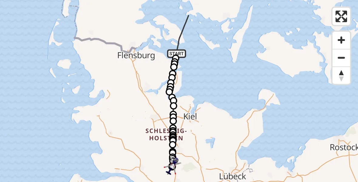 Flugroute Polizeihubschrauber Nieby - Bad Bramstedt Hubschrauberlandeplatz, 08 Mai 2026, 11:59
