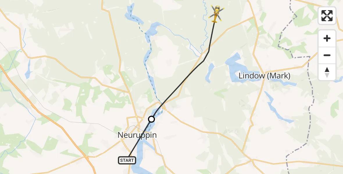 Flugroute Rettungshubschrauber Rupin Hospital - Neuruppin, 08 Mai 2026, 13:02