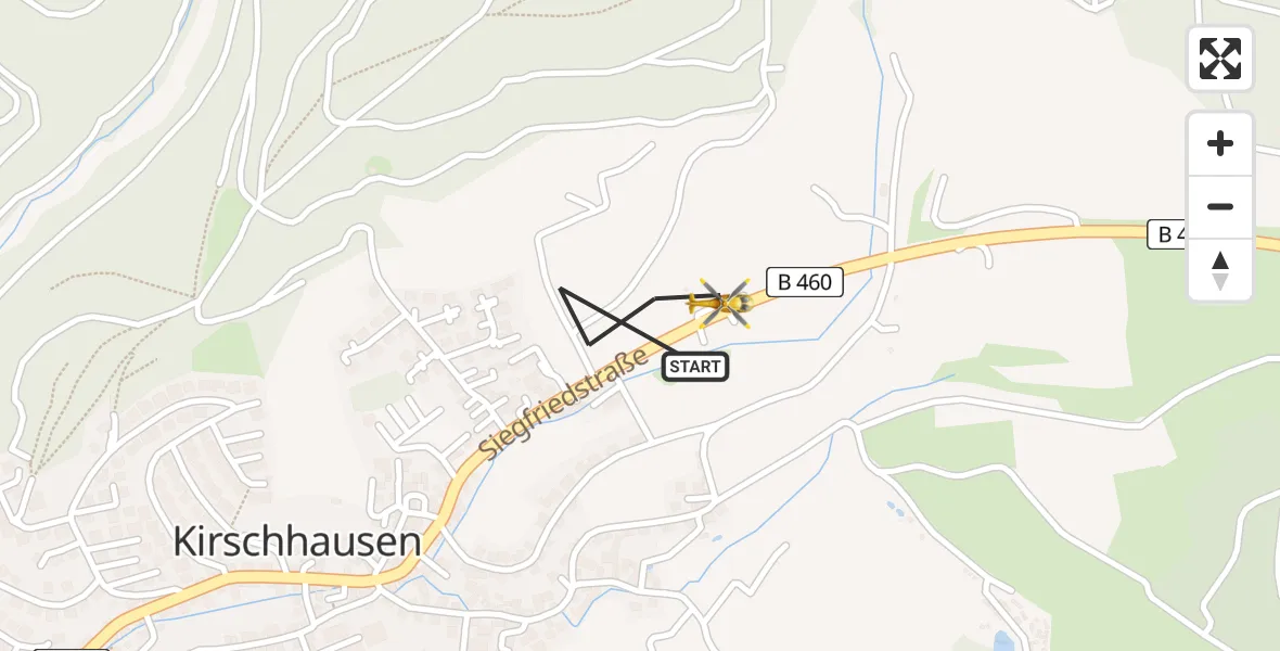 Flugroute Rettungshubschrauber Heppenheim (Bergstraße) - Heppenheim (Bergstraße), 08 Mai 2026, 14:24