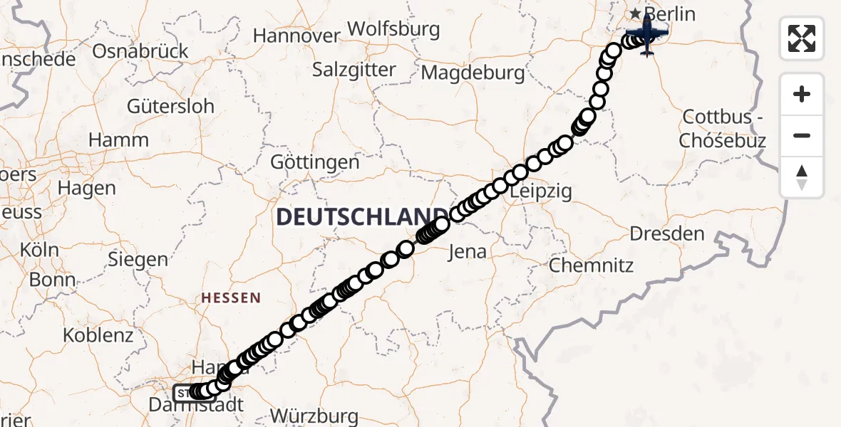 Flugroute Polizeiflugzeug Flughafen Frankfurt-Egelsbach - Schönefeld, 08 Mai 2026, 14:45