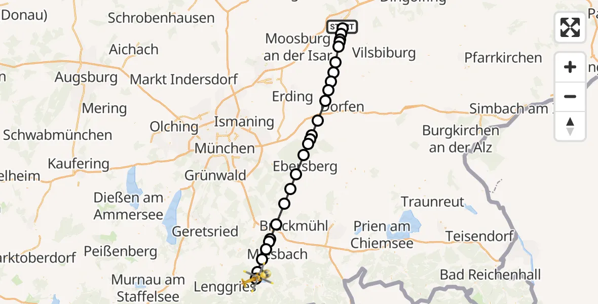 Flugroute Rettungshubschrauber Landshut - Bad Wiessee, 08 Mai 2026, 14:46