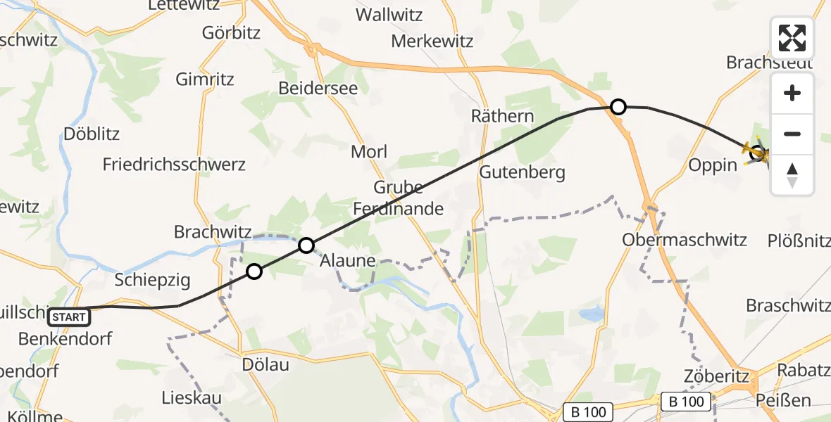 Flugroute Rettungshubschrauber Salzatal - Halle-Oppin Flugplatz, 08 Mai 2026, 15:23