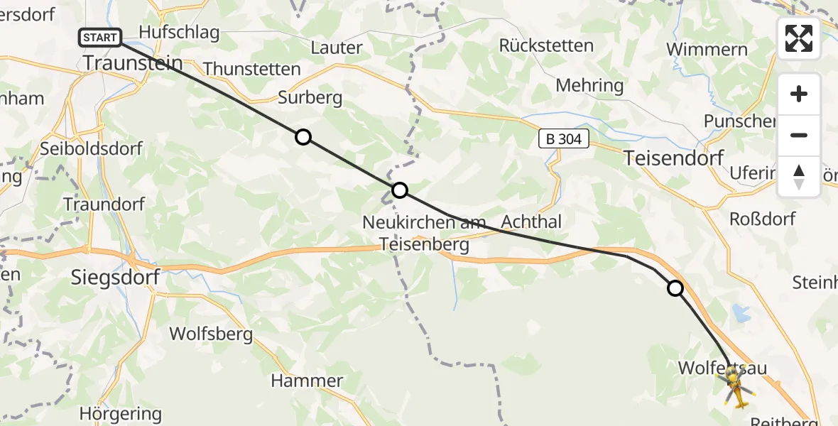 Flugroute Rettungshubschrauber Traunstein - Anger, 08 Mai 2026, 15:29