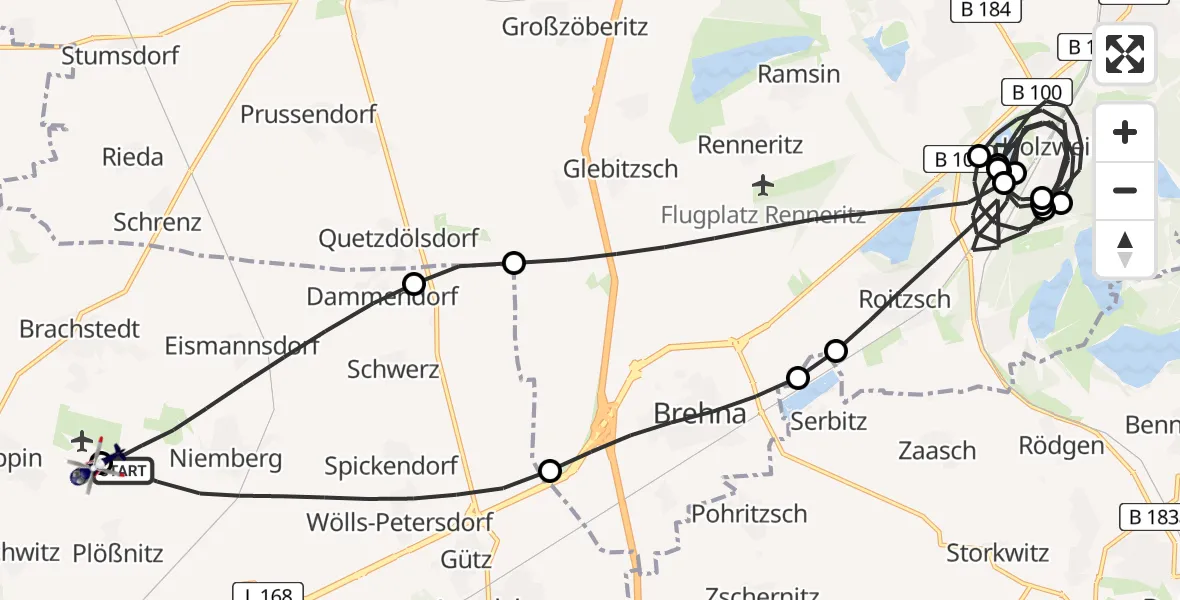 Flugroute Polizeihubschrauber Landsberg - Halle-Oppin Flugplatz, 08 Mai 2026, 16:32