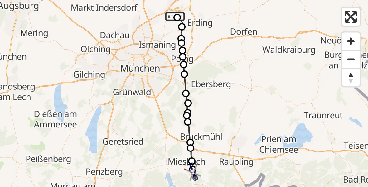 Flugroute Polizeihubschrauber München Flughafen - Schliersee, 08 Mai 2026, 16:40
