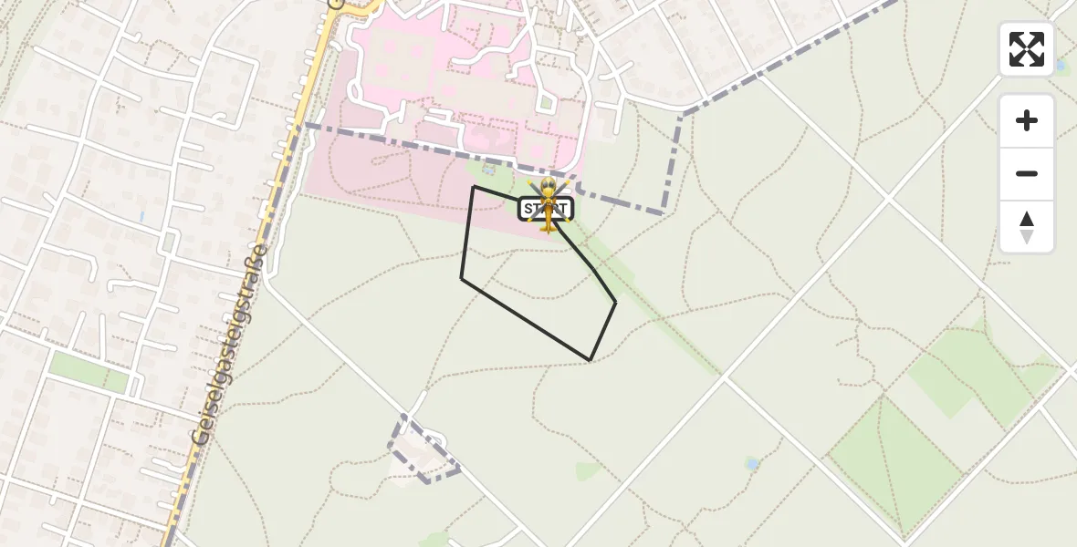 Flugroute Rettungshubschrauber ADAC Air Rescue Center Hubschrauberlandeplatz (Christoph 1) - ADAC Air Rescue Center Hubschrauberlandeplatz (Christoph 1), 08 Mai 2026, 17:22