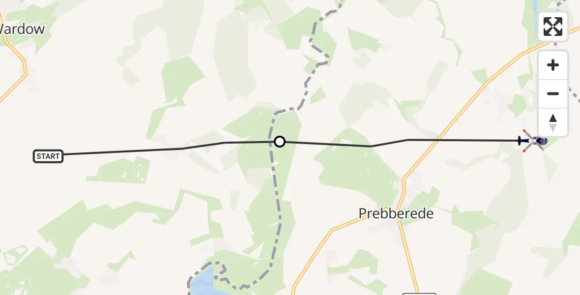 Flugroute Polizeihubschrauber Wardow - Prebberede, 08 Mai 2026, 17:35