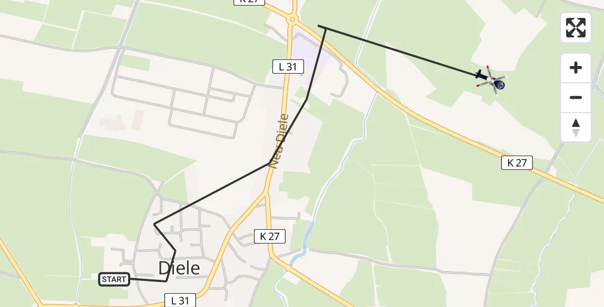 Flugroute Polizeihubschrauber Weener - Weener, 08 Mai 2026, 18:06