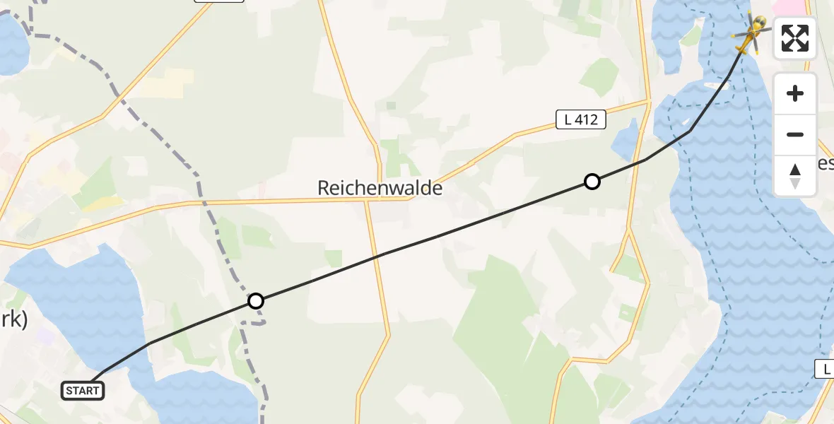 Flugroute Rettungshubschrauber Storkow (Mark) - Bad Saarow, 08 Mai 2026, 18:21