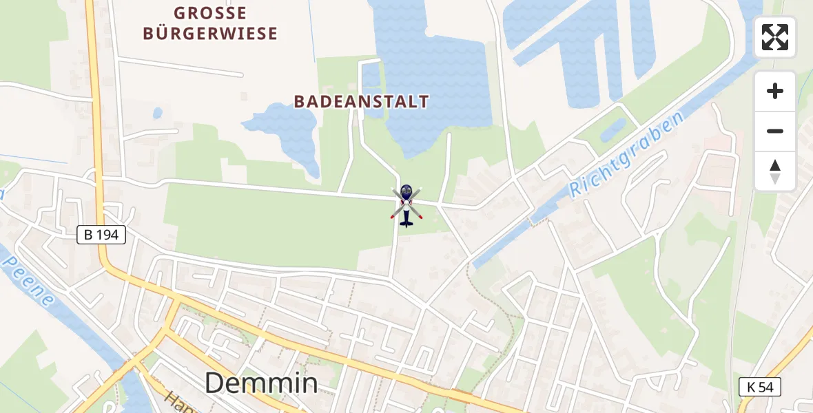 Flugroute Polizeihubschrauber Demmin - Demmin, 08 Mai 2026, 18:23