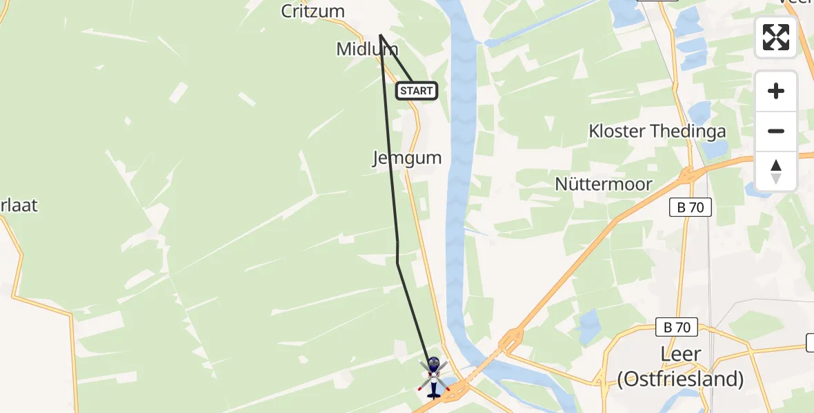 Flugroute Polizeihubschrauber Jemgum - Jemgum, 08 Mai 2026, 18:43